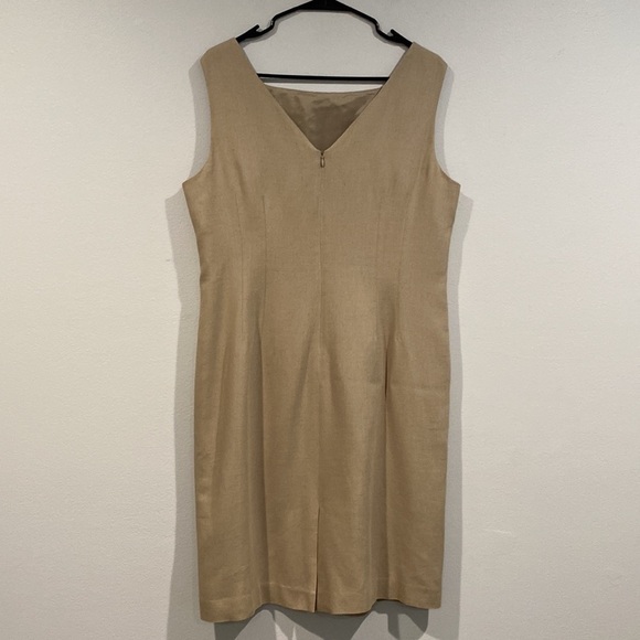 Kasper ASL Petite Tank A-Line Sage Green Linen Pencil Dress - Size 14P - Picture 4 of 8